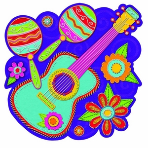 CUTOUT GUITAR W/ MARACAS GLOS PAPER 13IN