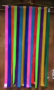 RIBBON CURTAIN RAINBOW ON STICK