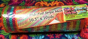 RIBBON MESH FIESTA FOIL STRIPE 10INX10YD