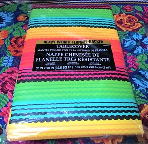 FIESTA TABLE COVER COLORED STRIPES