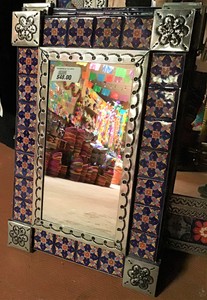 TIN MIRROR W/ TILE SMALL