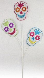 PICK DOD 3 SUGAR SKULLS GLITTER 25INL