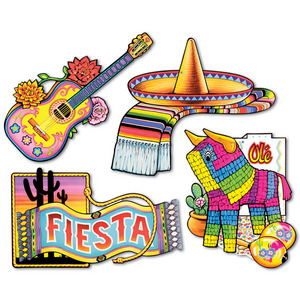 FIESTA CUTOUTS DONKEY, GUITAR 15.25IN-19.25IN 4 PCS