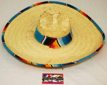 HAT STRAW SOMBRERO W/SARAPE LRG 19IN