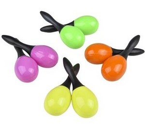 MARACA PLASTIC TWO TONE PAIR 5.25IN