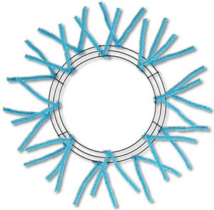 WIRE WREATH PENCIL WORK 15IN TURQUOISE