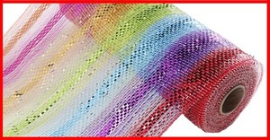 RIBBON MESH METALLIC STRIPE 10INX10YD