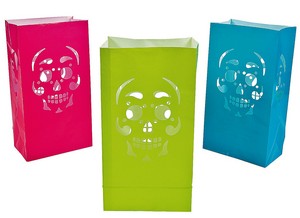 LUMINARIA DZ BAGS COLORFUL DAY OF THE DEAD 5.25X3X10IN