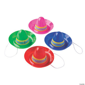 SOMBRERO PLASTIC FIESTA MINIATURE ASSORTED  6X3IN DZ