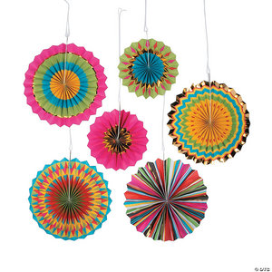 HANGING PAPER FANS 10IN AND 14IN - 6 PC. SET