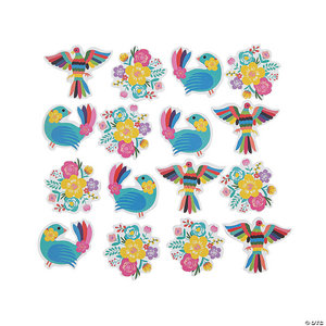 CONFETTI FIESTA FLORAL BRIGHT BIRDS FLOWERS