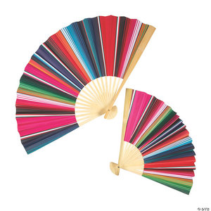 HANGING DECOR FAN PAPER BAMBOO SARAPE JUMBO  (2PCS) 36INX20 AND 42.25X24IN SET