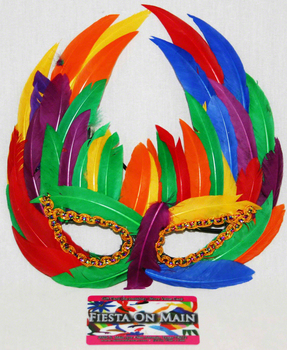 MASK FEATHER RAINBOW FIESTA