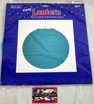 LANTERN ROUND BRIGHT BLUE 12IN